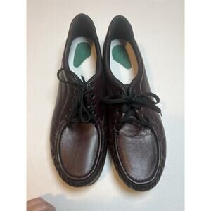 SAS Womens Take Time Size 11 Burgundy Leather Lace Up Loafers Career
